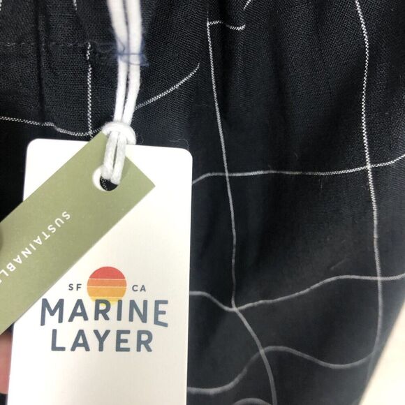 Marine Layer Jumpsuit Womens Size Small Black Eloise Belted Windowpane Crop New - Picture 12 of 12